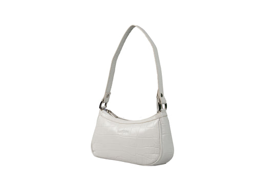 Ella White Baguette Handbag