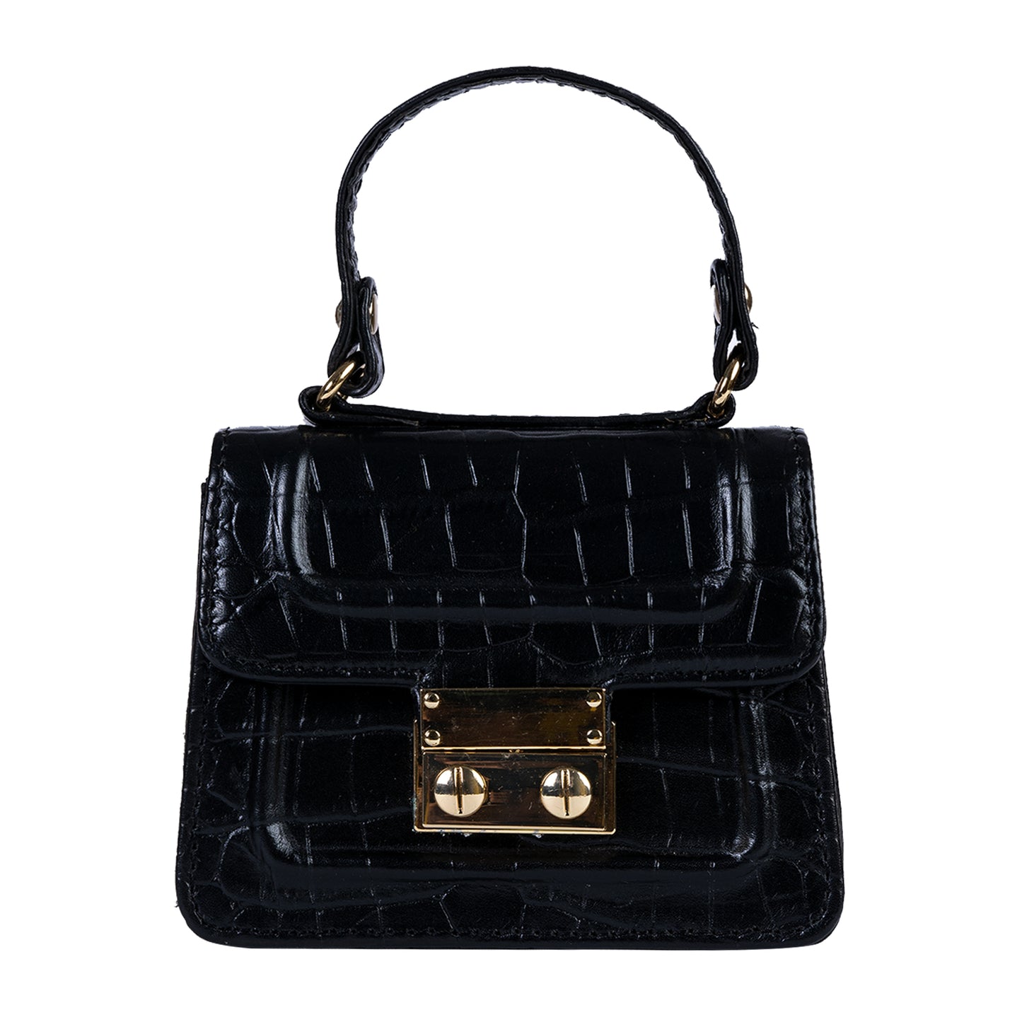 Gigi Mini Black Croco Sling & Cross Bag