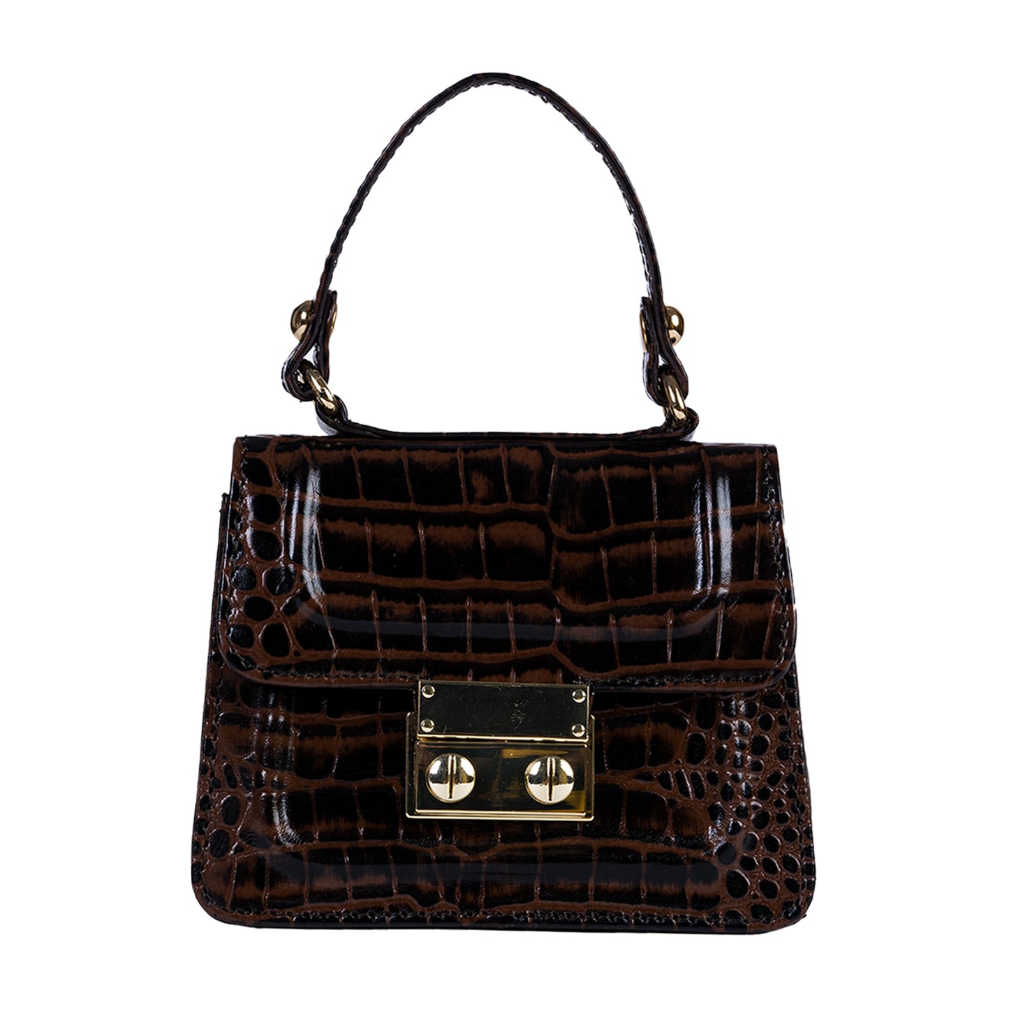 Gigi Mini Brown Croco Sling & Cross Bag