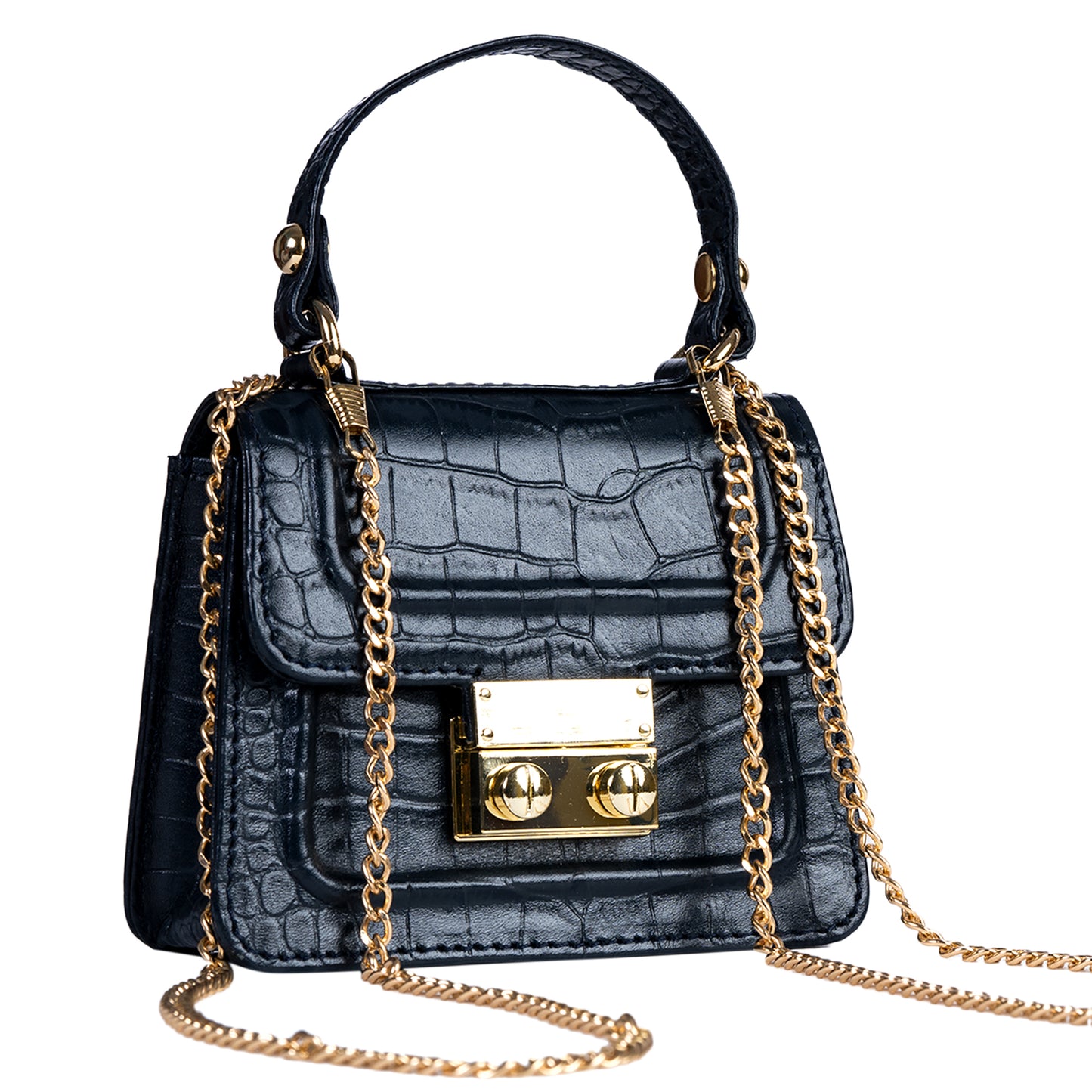 Gigi Mini Navy Blue Croco Sling & Cross Bag