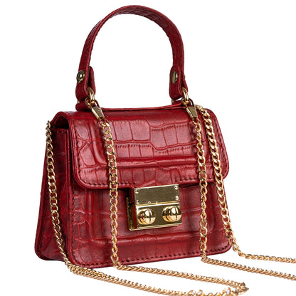 Gigi Mini Red Croco Sling & Cross Bag