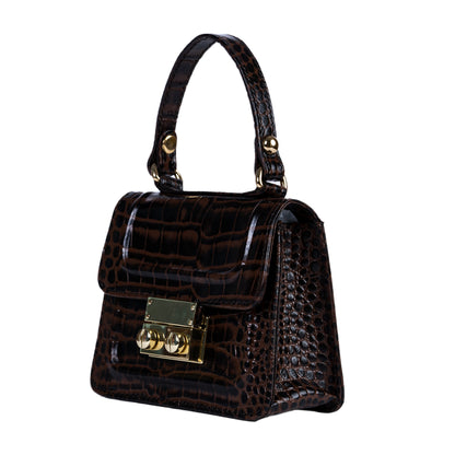 Gigi Mini Brown Croco Sling & Cross Bag