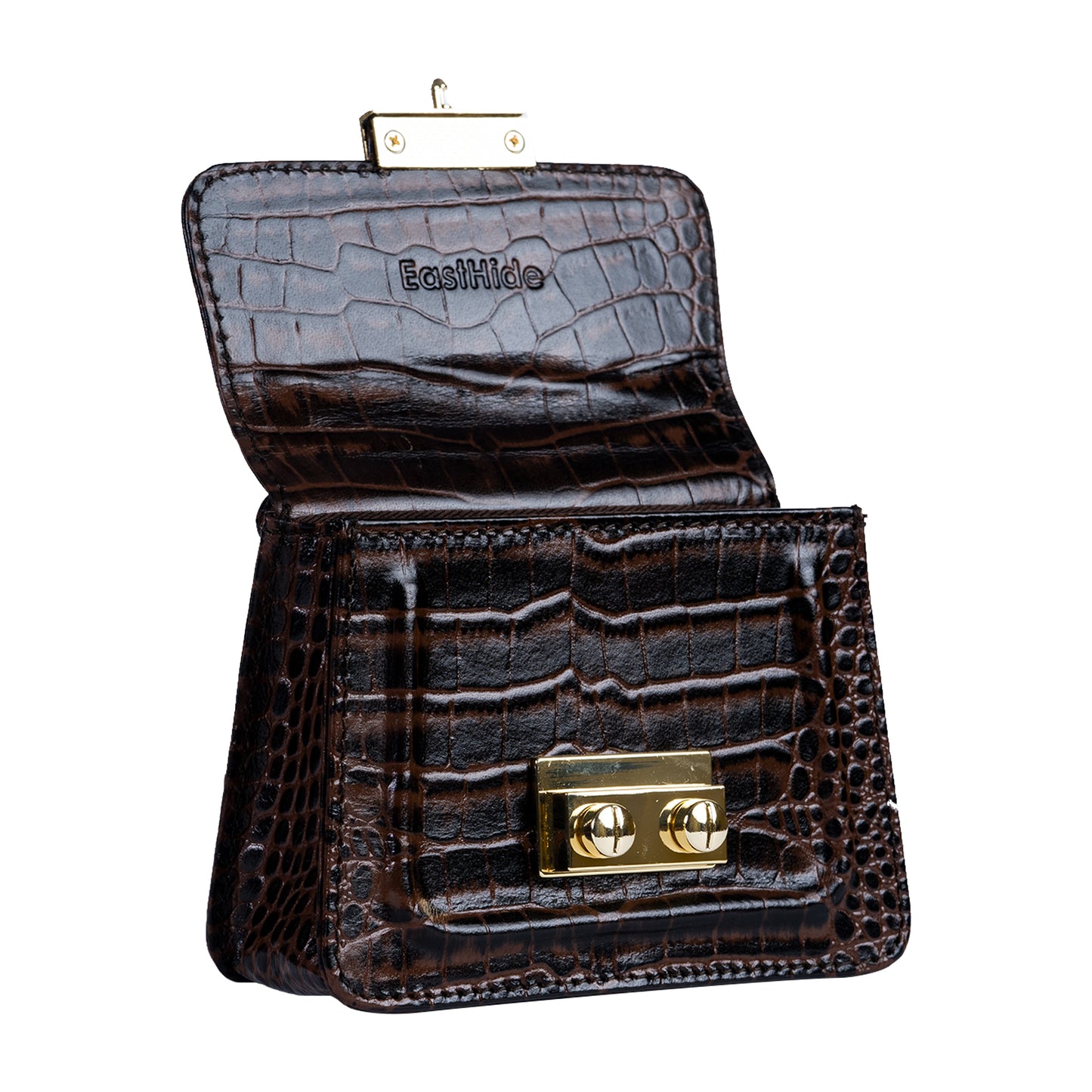 Gigi Mini Brown Croco Sling & Cross Bag