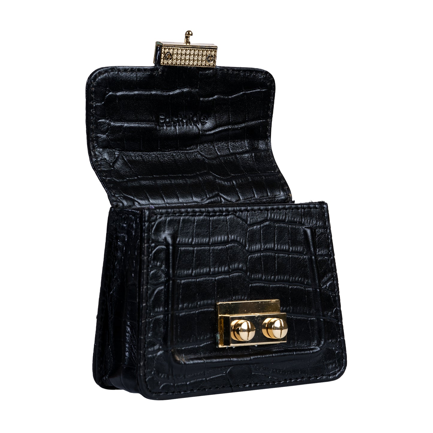 Gigi Mini Black Croco Sling & Cross Bag