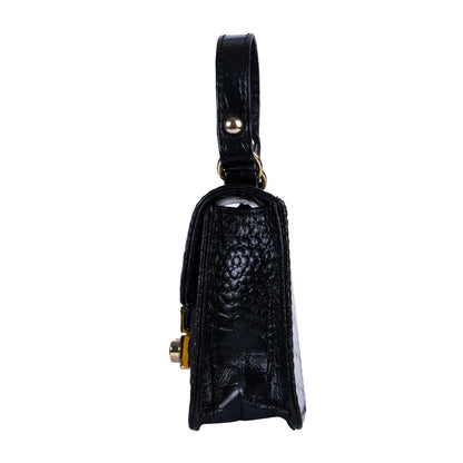 Gigi Mini Black Croco Sling & Cross Bag