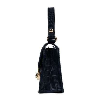 Gigi Mini Navy Blue Croco Sling & Cross Bag