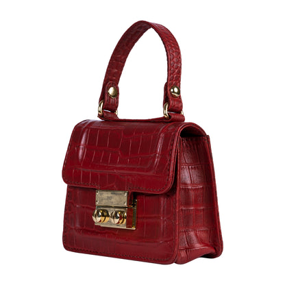 Gigi Mini Red Croco Sling & Cross Bag