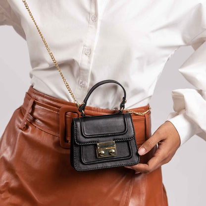 Gigi Mini Solid Black Sling & Cross Bag