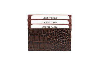 Credit Card Holder Brown Croco